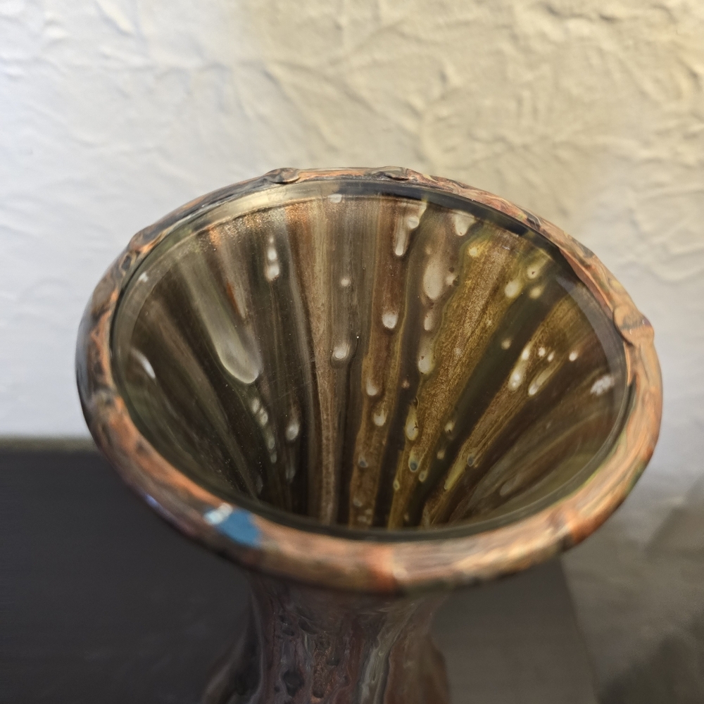 HANDCRAFTED Upcycled Glass Vase HANDPAINTED Abstract Tabletop Art Decor - Picture 8 of 17